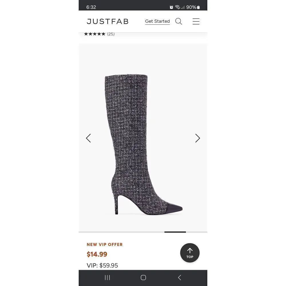 New Size 7 JustFab Black Grey Isabel Cap Toe Stiletto High Heel Long Tall Boots